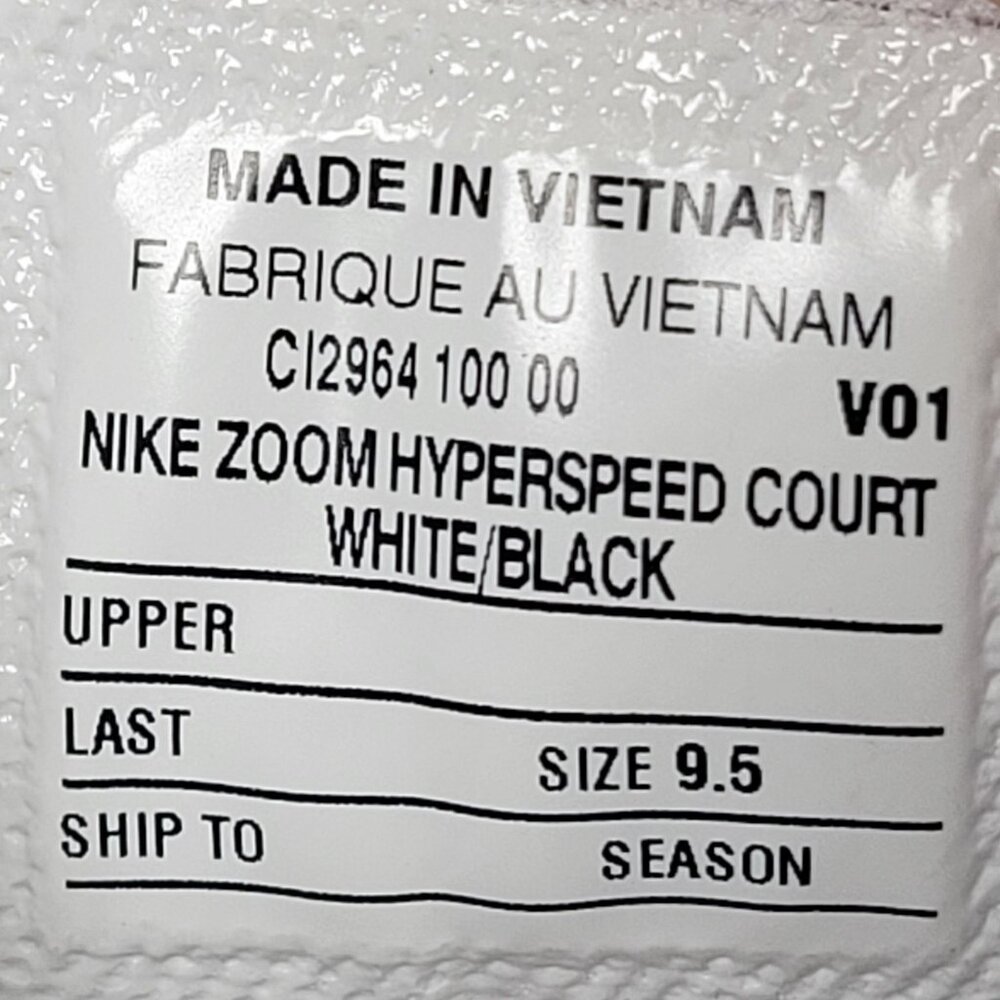Nike Zoom Hyperspeed Court Men's White Black Shoes CI2964-100 US Size 9.5 NWB - Picture 10 of 10